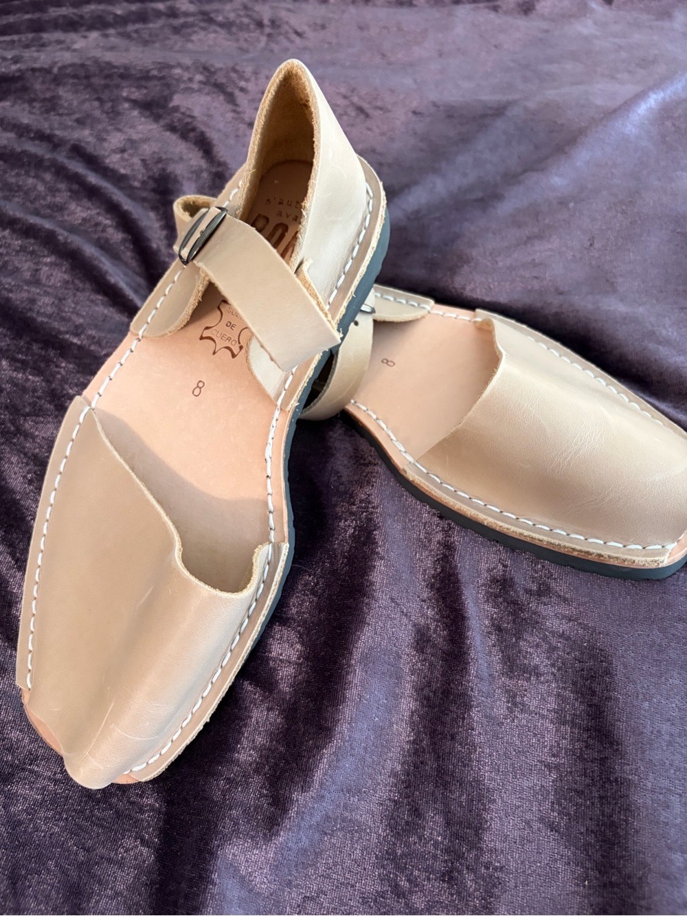 Women’s Beige Leather Strap Sandals
